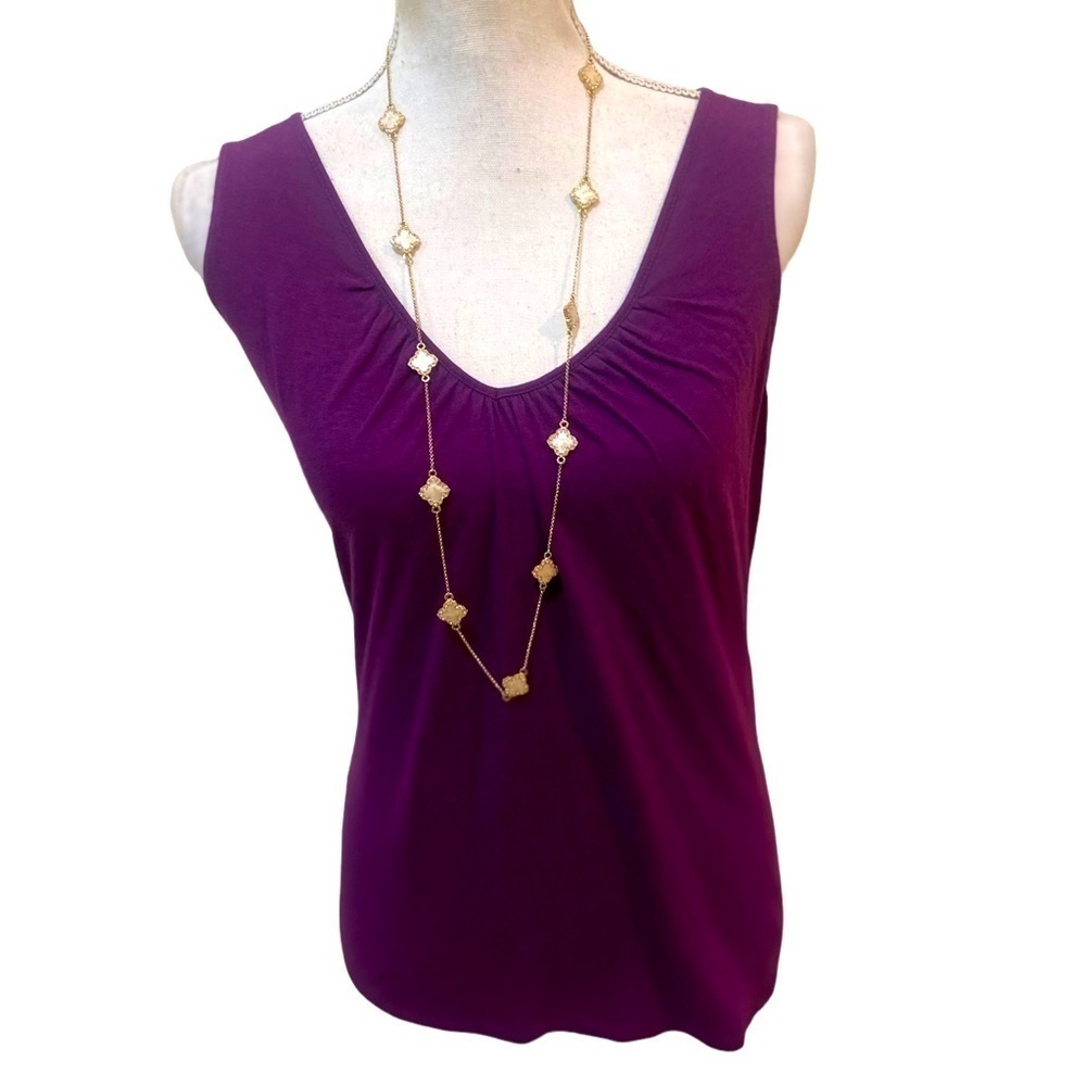 Boutique fine costume gold tone delicate clover necklace enamel crystal diamonds - Picture 2 of 9